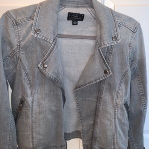 Lucky Brand - Grey Moto Denim Jacket